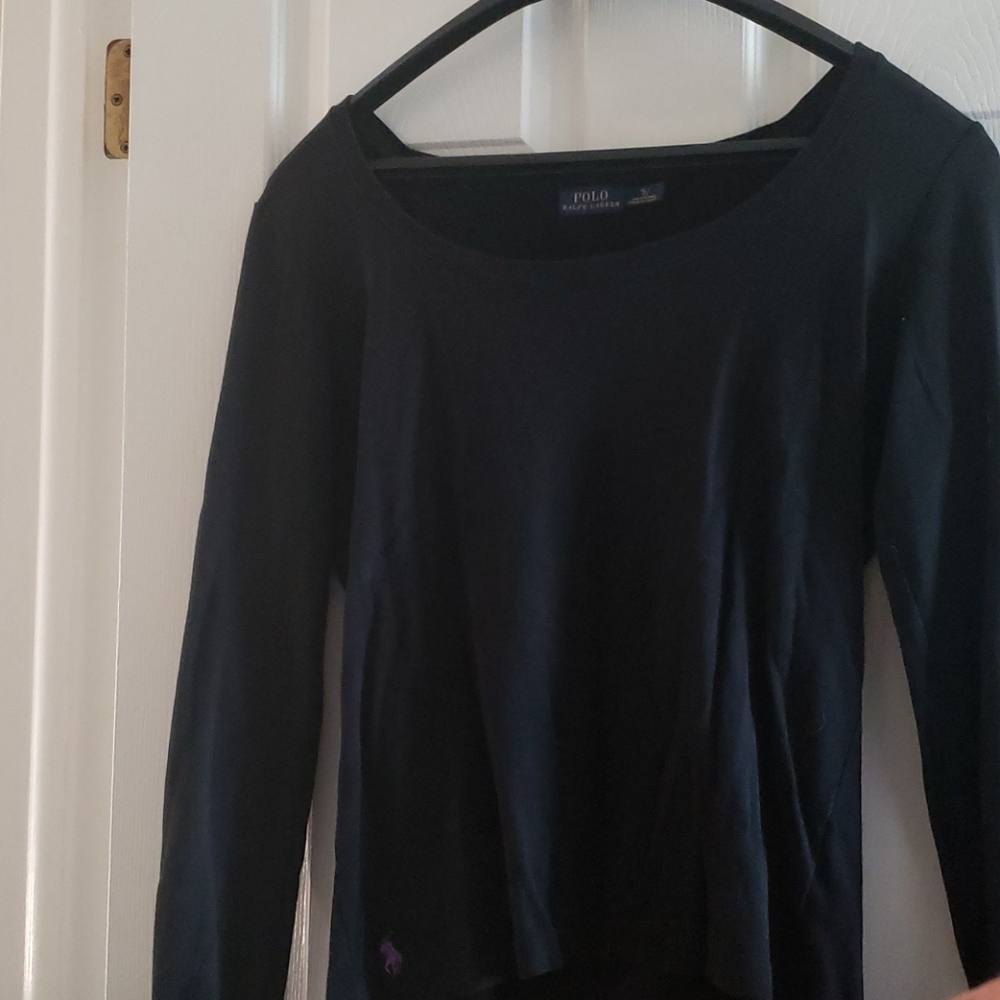 Long sleeve black cotton POLO by Ralph Lauren XL